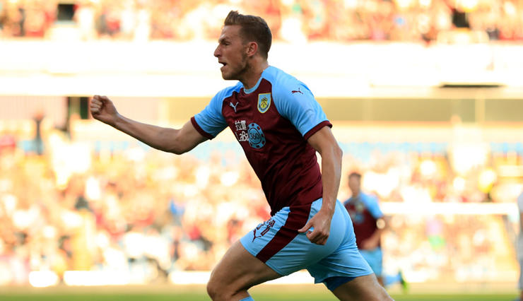 Burnley's Chris Wood celebrates opening goal of the game during the UEFA Europa League, Second Qualifying Round, Second Leg match at Turf Moor, Burnley. PRESS ASSOCIATION Photo, Picture date: Thursday August 2, 2018. See PA story SOCCER Burnley. Photo credit should read: Mike Egerton/PA Wire. RESTRICTIONS: Editorial use only. No commercial use.